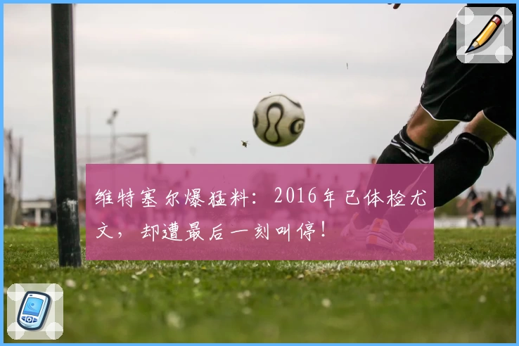 维特塞尔爆猛料：2016年已体检尤文，却遭最后一刻叫停！